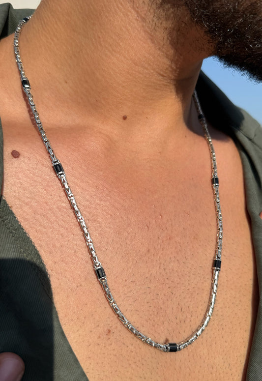 Noir King Necklaces for Men's Sterling Silver 925s-3mm-