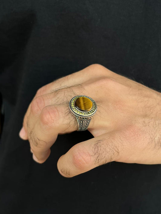 Tiger Eye Ring -for Men's Sterling Silver 925s