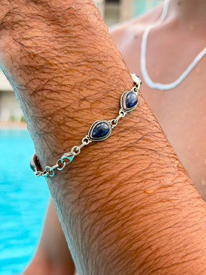 Lapis Stone Bracelet Sterling Silver 925s