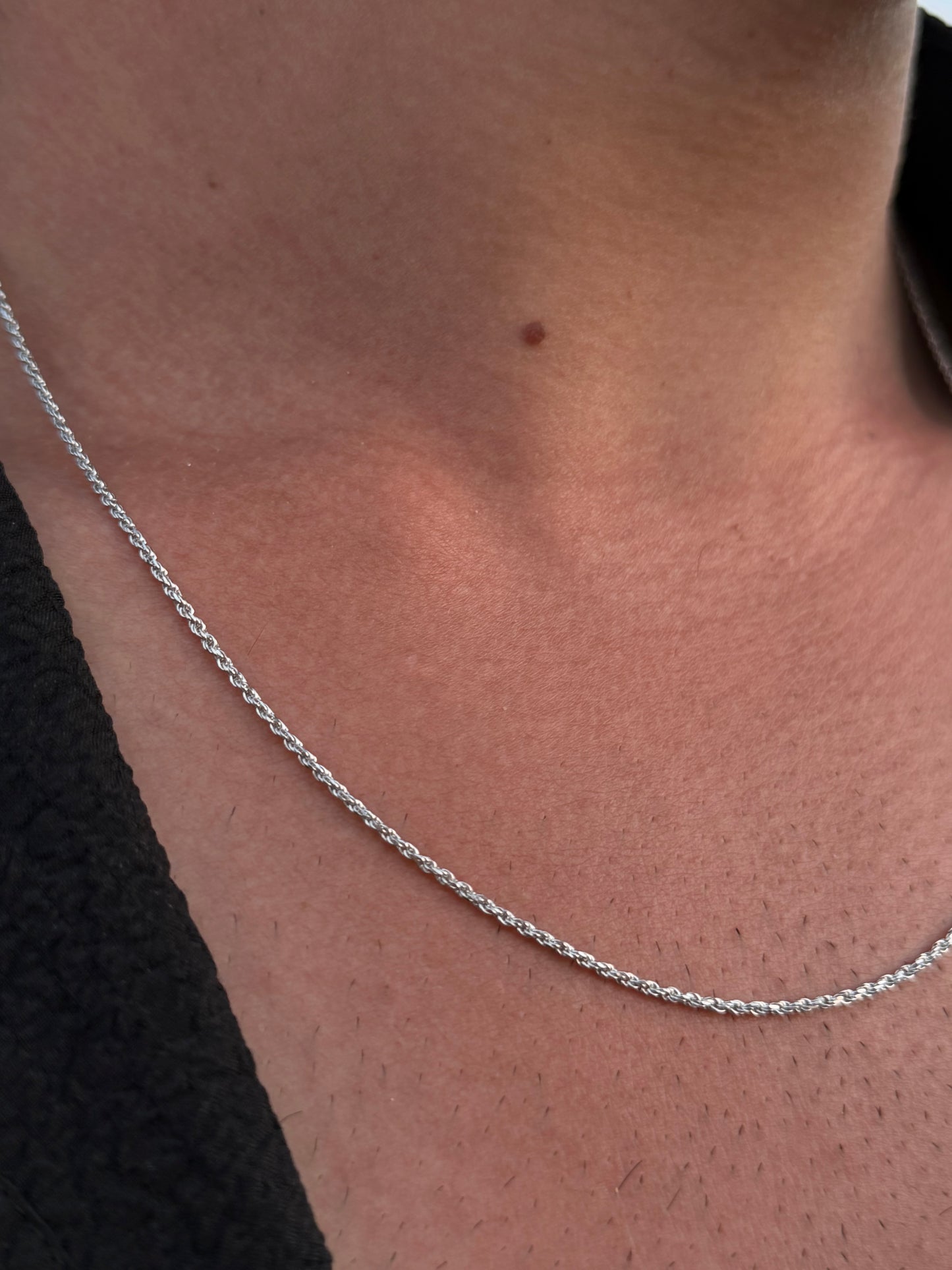 Slim Rope Necklace in Sterling Silver 925s
