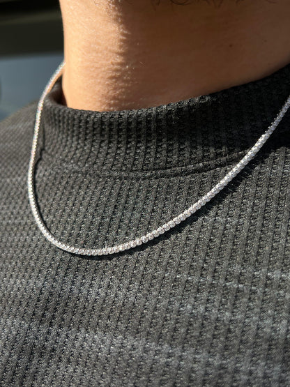 Clear Tennis Necklace in Italian sterling silver-s925-(50cm)