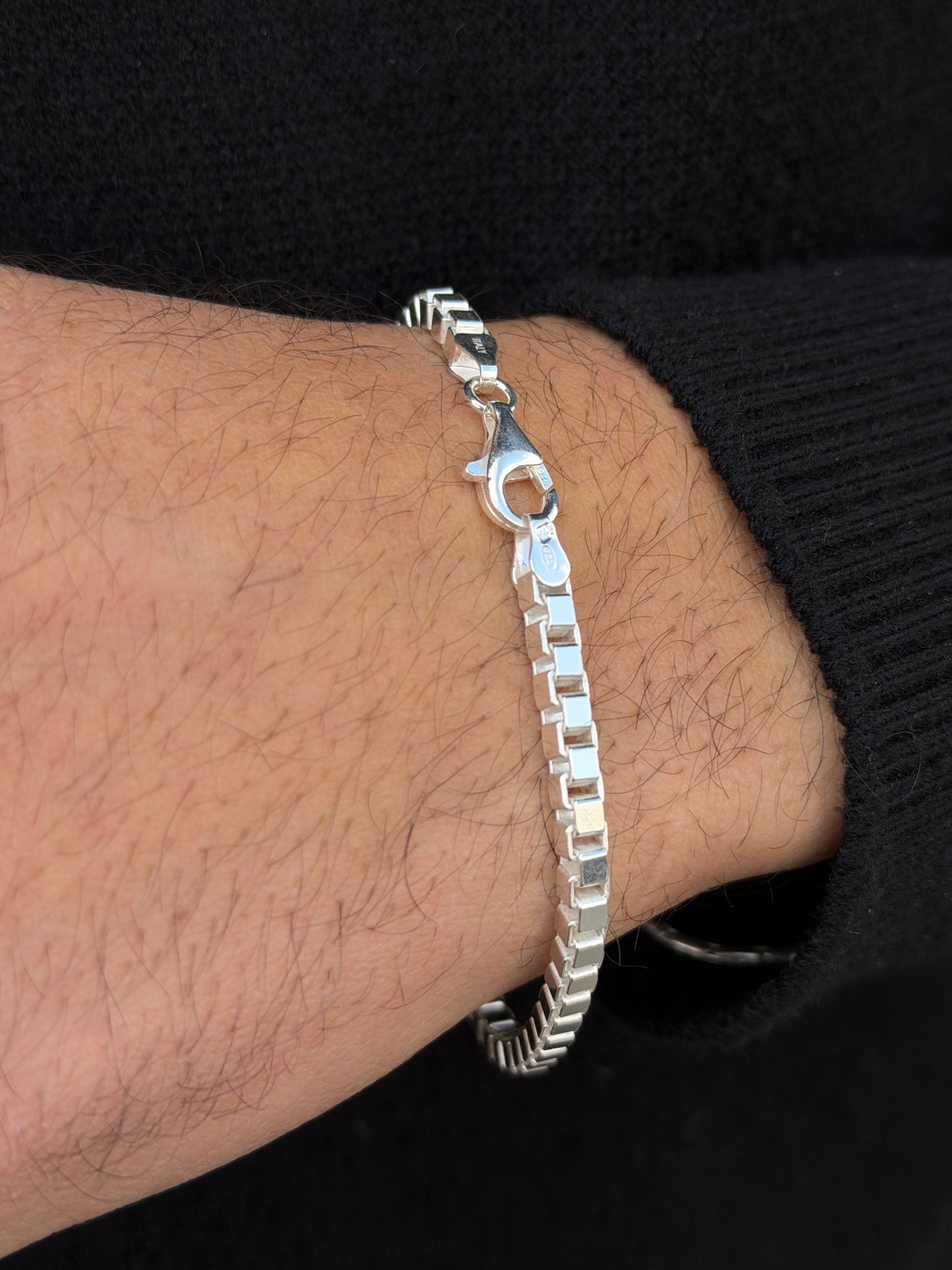 Thick Box Bracelet for Men's Sterling Silver 925s(21cm-4mm)