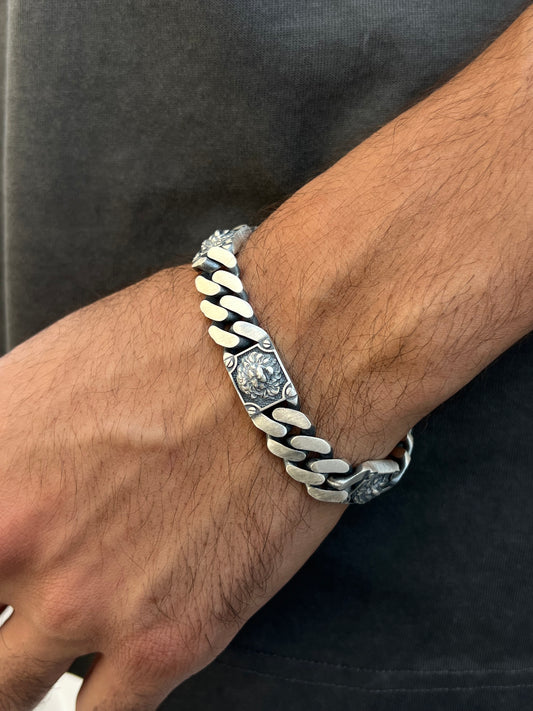 Sleek lion bracelet -pure silver S925-