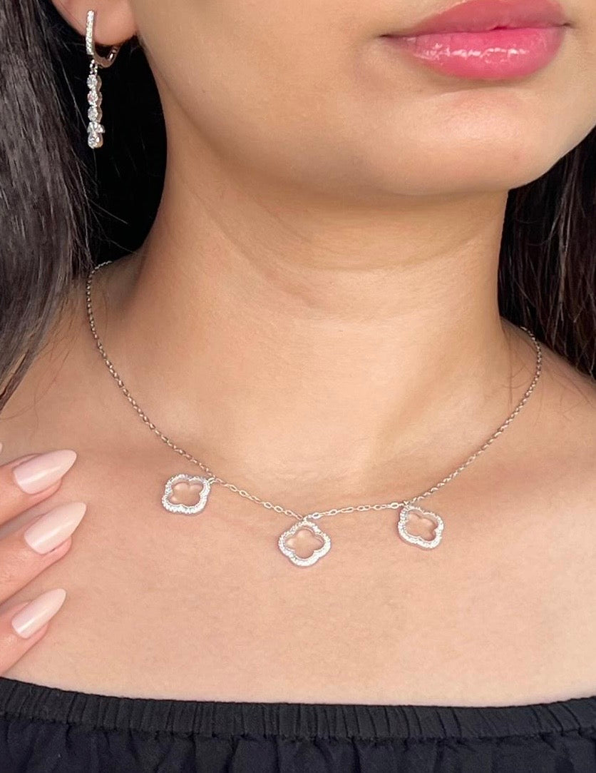 Triple Clover Sparkle Necklace - S925