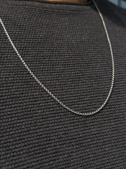 Box Necklace For Men Sterling Silver925-(63cm-2mm)