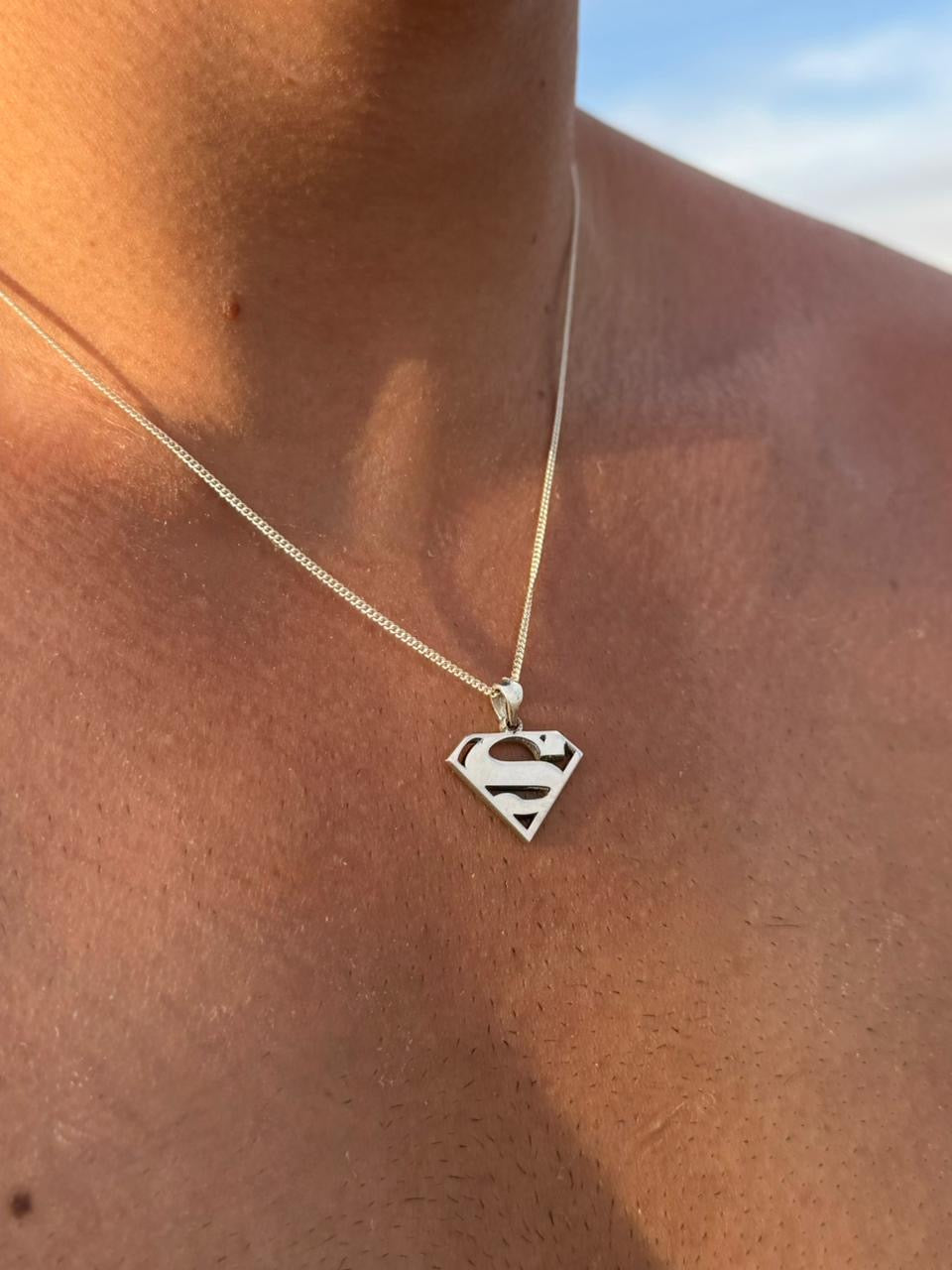 SuperMan Necklace for Men's Sterling Silver 925s