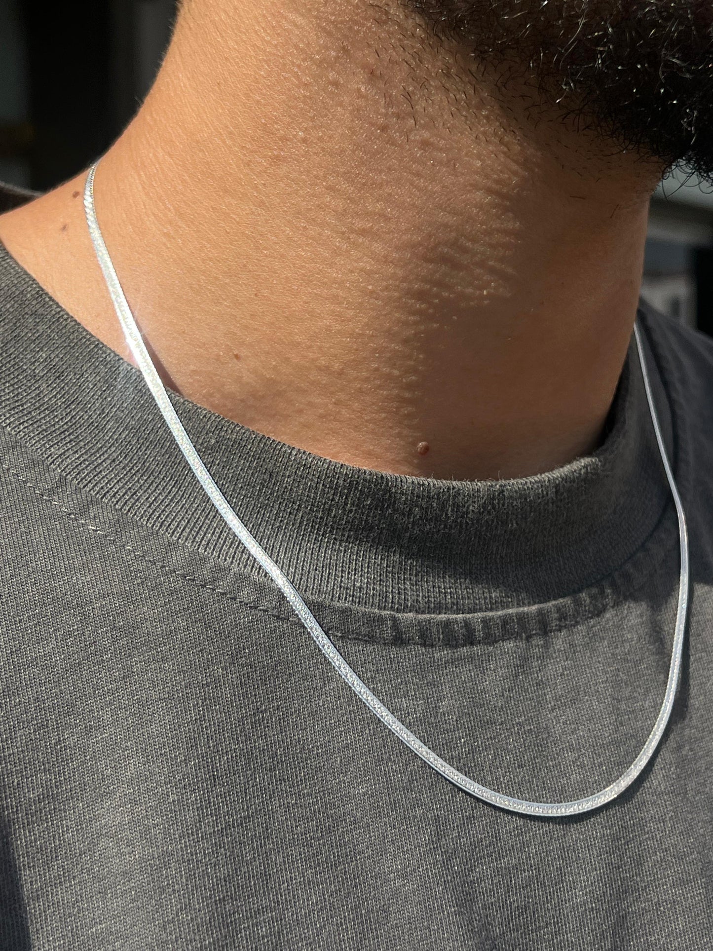 Engraved Snake Necklace For Men Sterling Silver925-(50cm-3mm)