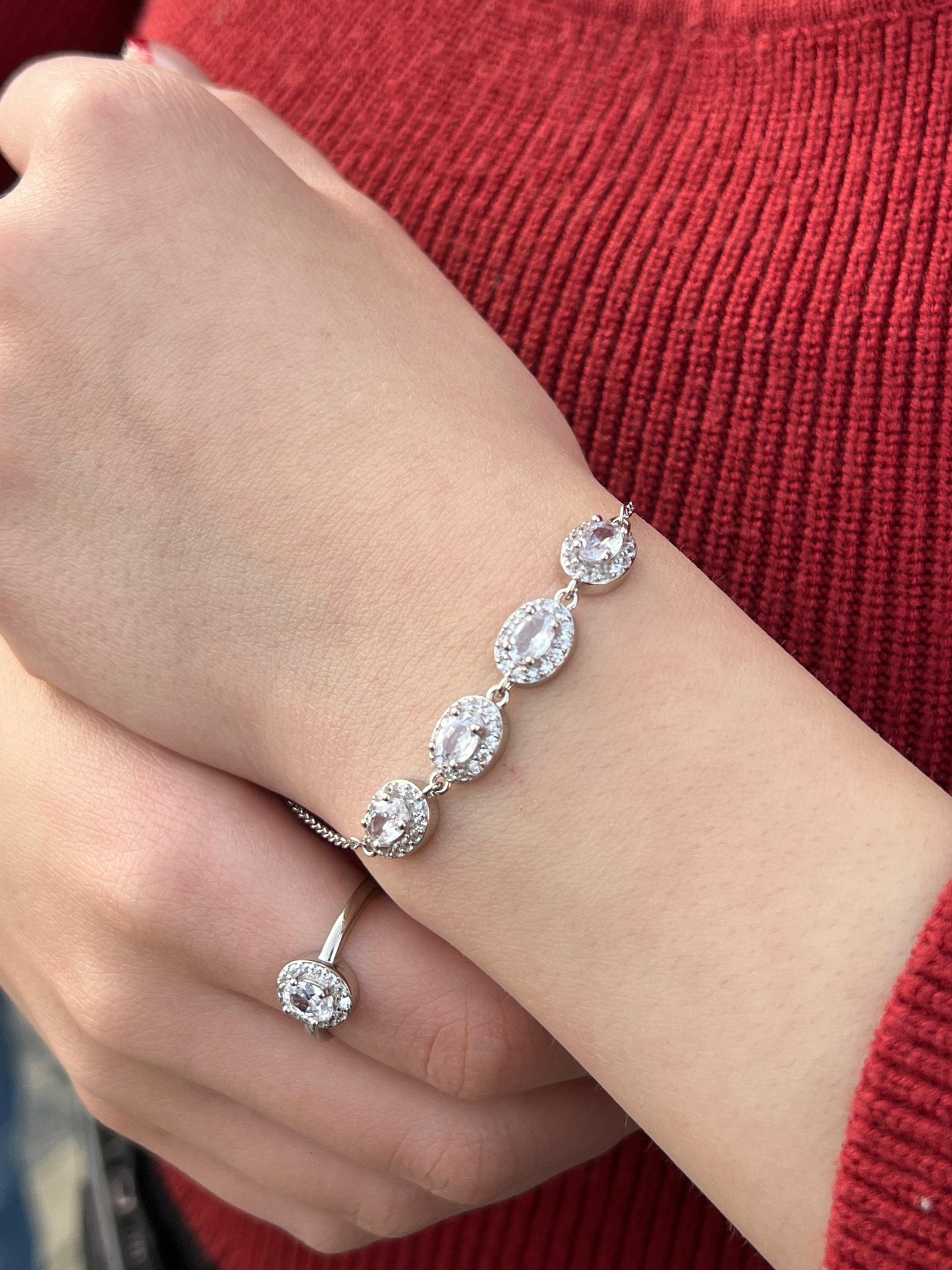 Sparkling oval Full Set (4-pieces) In Italian Sterling Silver 925