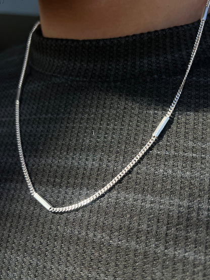 Sleek Bar Necklace for Men's Sterling Silver 925s- (55cm)