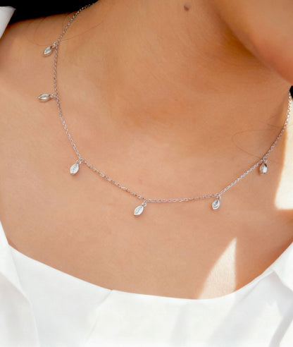 Multi Chevron Zirconia charms Necklace - S925