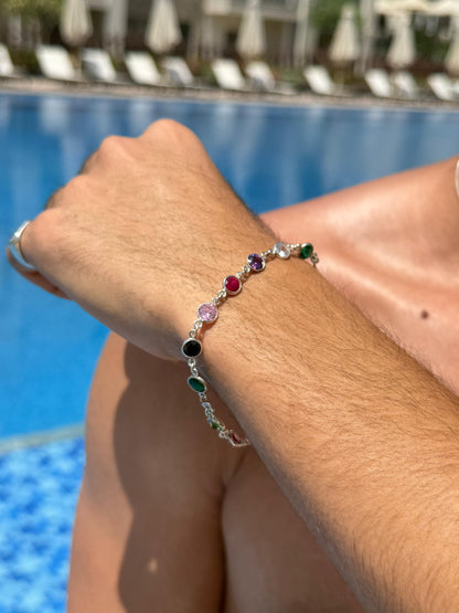 Multi ZIRCONIA Bracelet Sterling Silver 925s