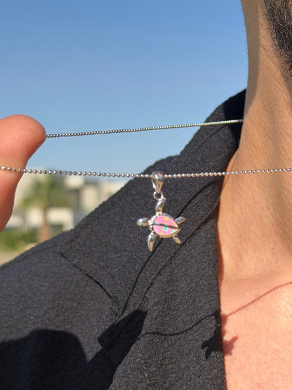 Opal Sea Turtle Necklace in Sterling Silver 925s