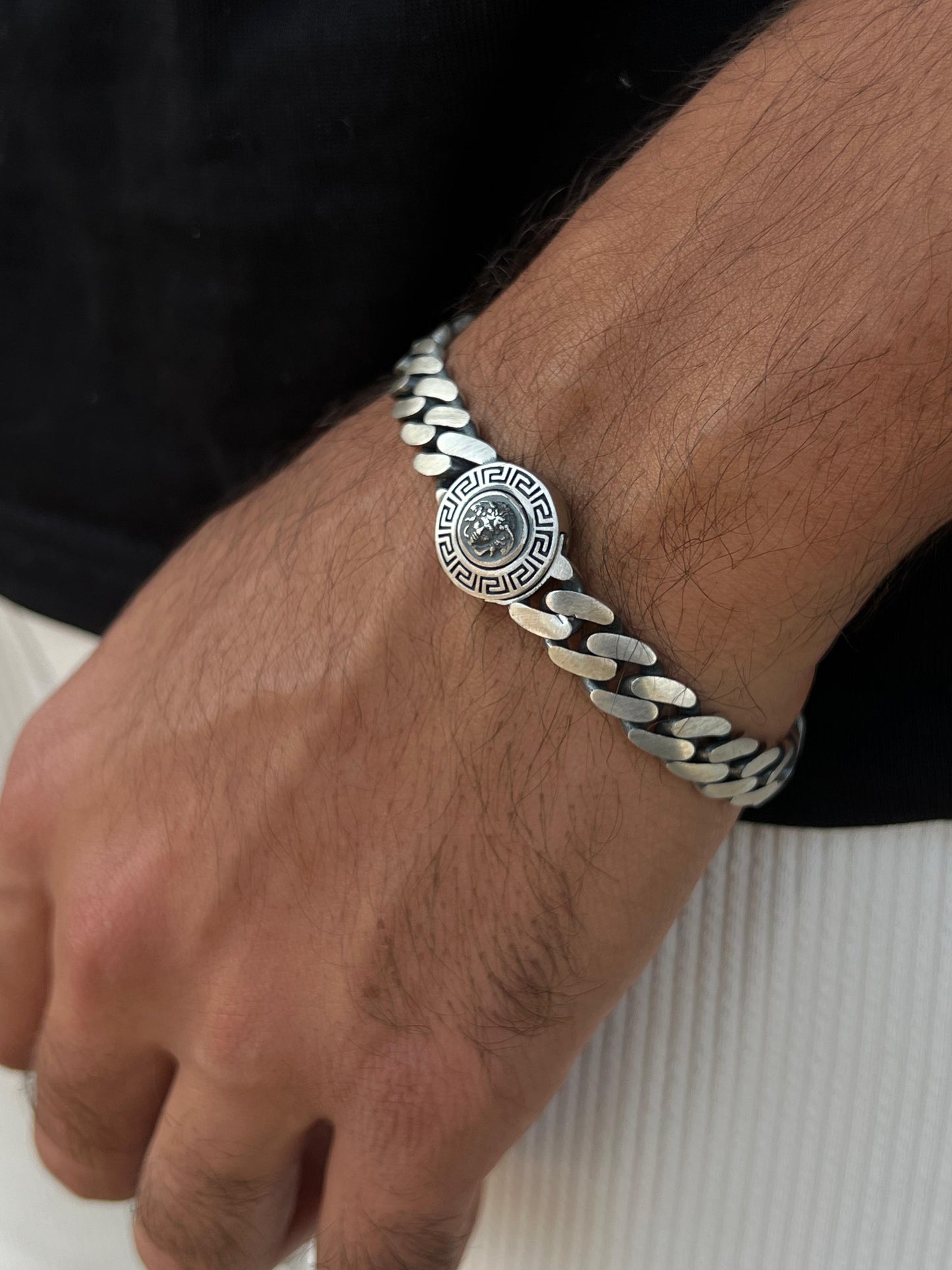 Medusa Bracelet for Men's Sterling Silver 925s-(22cm-10mm)
