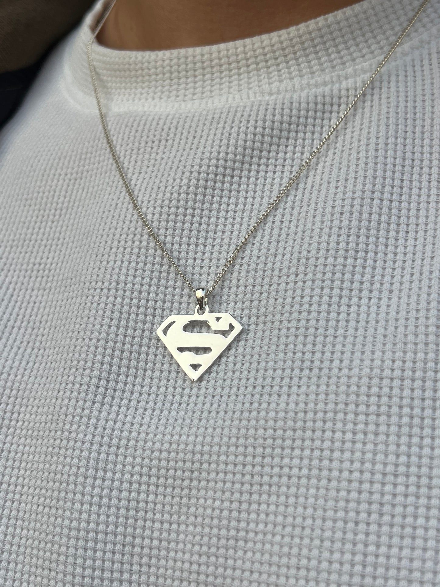 SuperMan Necklace for Men's Sterling Silver 925s