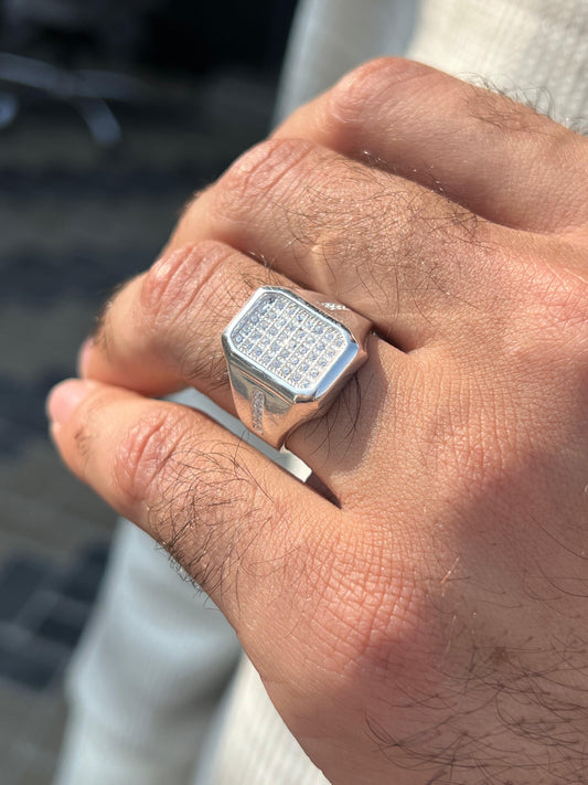 Iced Diamond Zirconia Ring for Men in Sterling Silver 925s