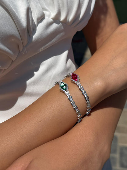 Fancy Snake Zirconia Bracelet -in Sterling Silver -925