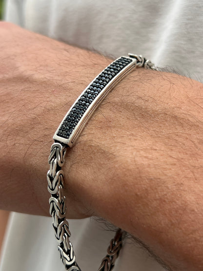 Black zirconia king bracelet S925 Sterling Silver for men