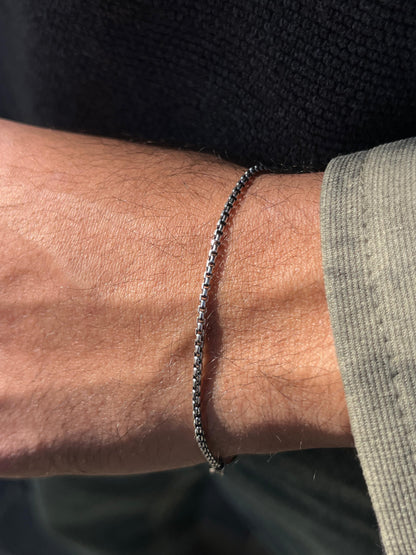 Cubic Chain S925 Sterling Silver Bracelet (20cm-2mm)