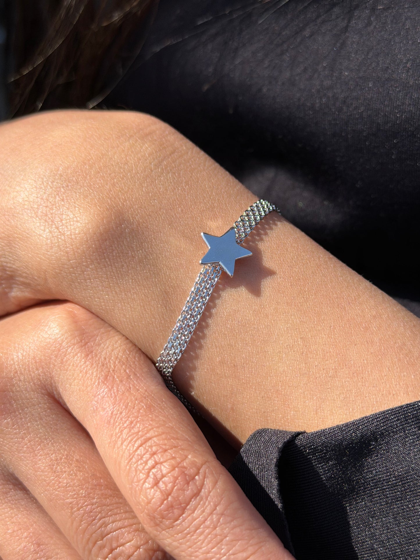 Sleek Star Mesh Bracelet -in Sterling Silver -925