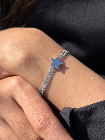 Sleek Star Mesh Bracelet -in Sterling Silver -925