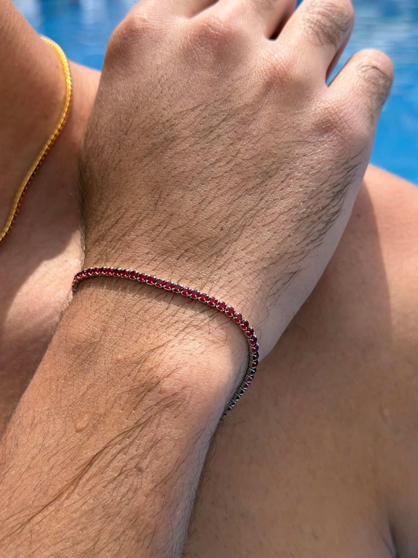 RED Tennis Bracelet Sterling Silver 925s