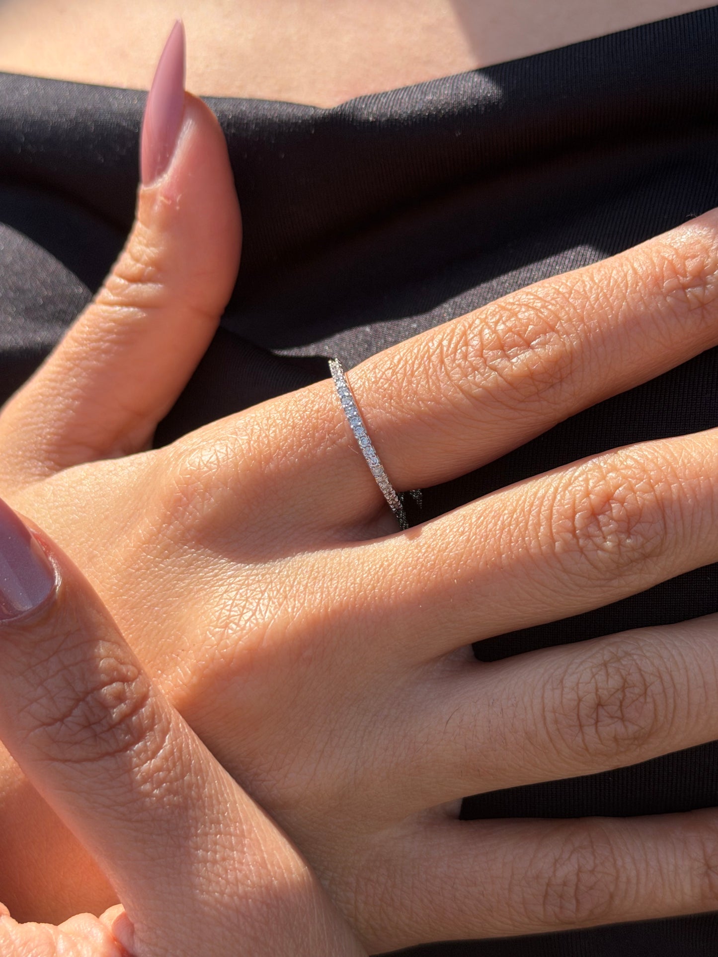 Half Eternity Pavé Band Ring in Sterling Silver -925