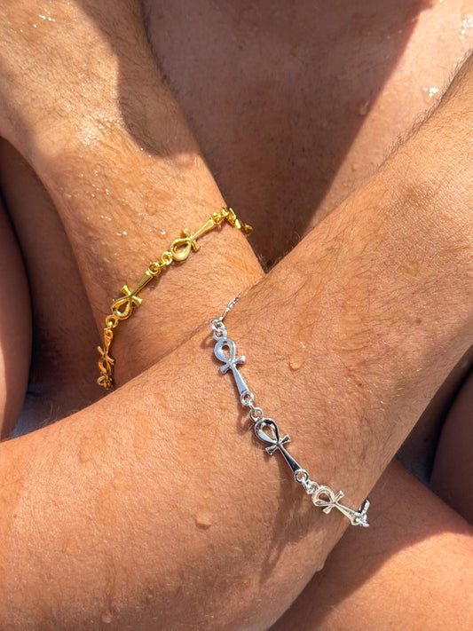 Ankh Bracelet Sterling Silver 925s-22cm