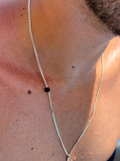 Bar Onyx Necklace in Sterling Silver 925s
