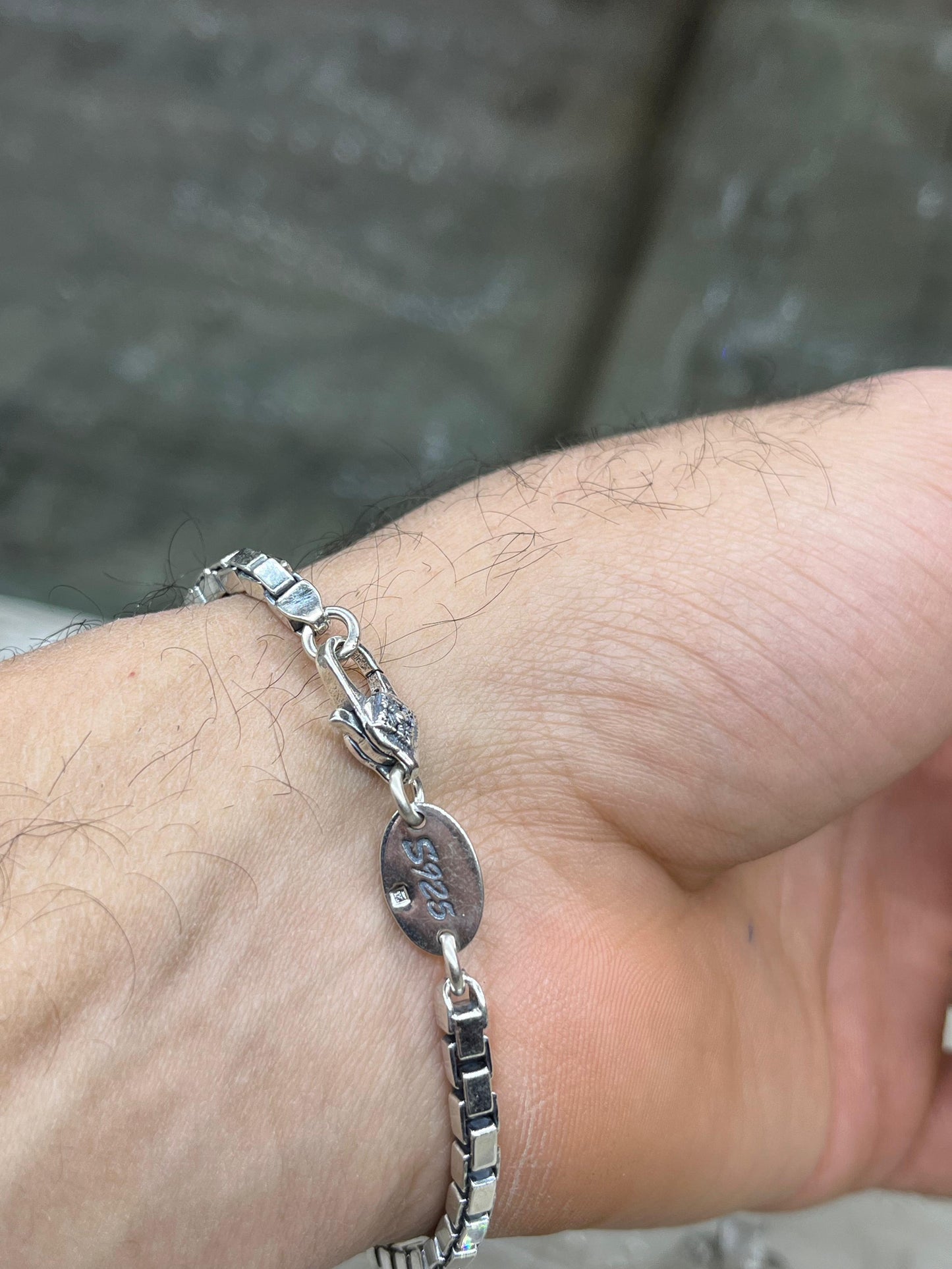 Massive Box Chain Bracelet S925 Sterling Silver for men