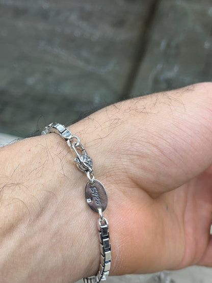 Massive Box Chain Bracelet S925 Sterling Silver for men