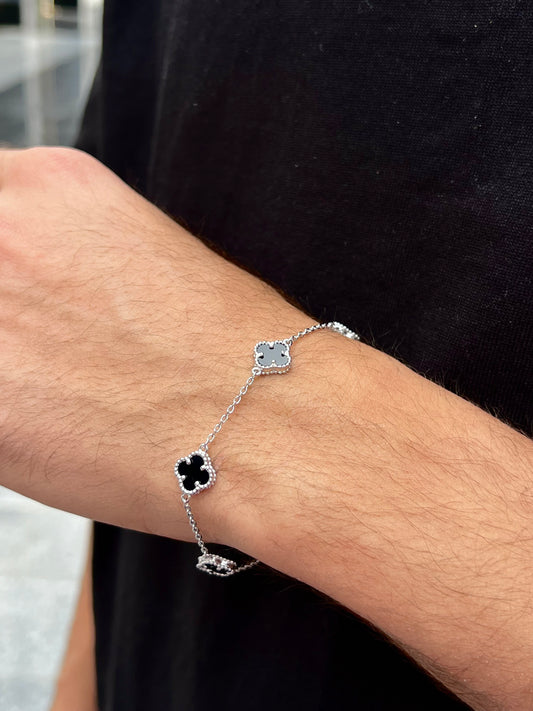 Medium Slim، Men’s 5 Van Cleef & Arpels Black Onyx Bracelet in Italian Silver S925