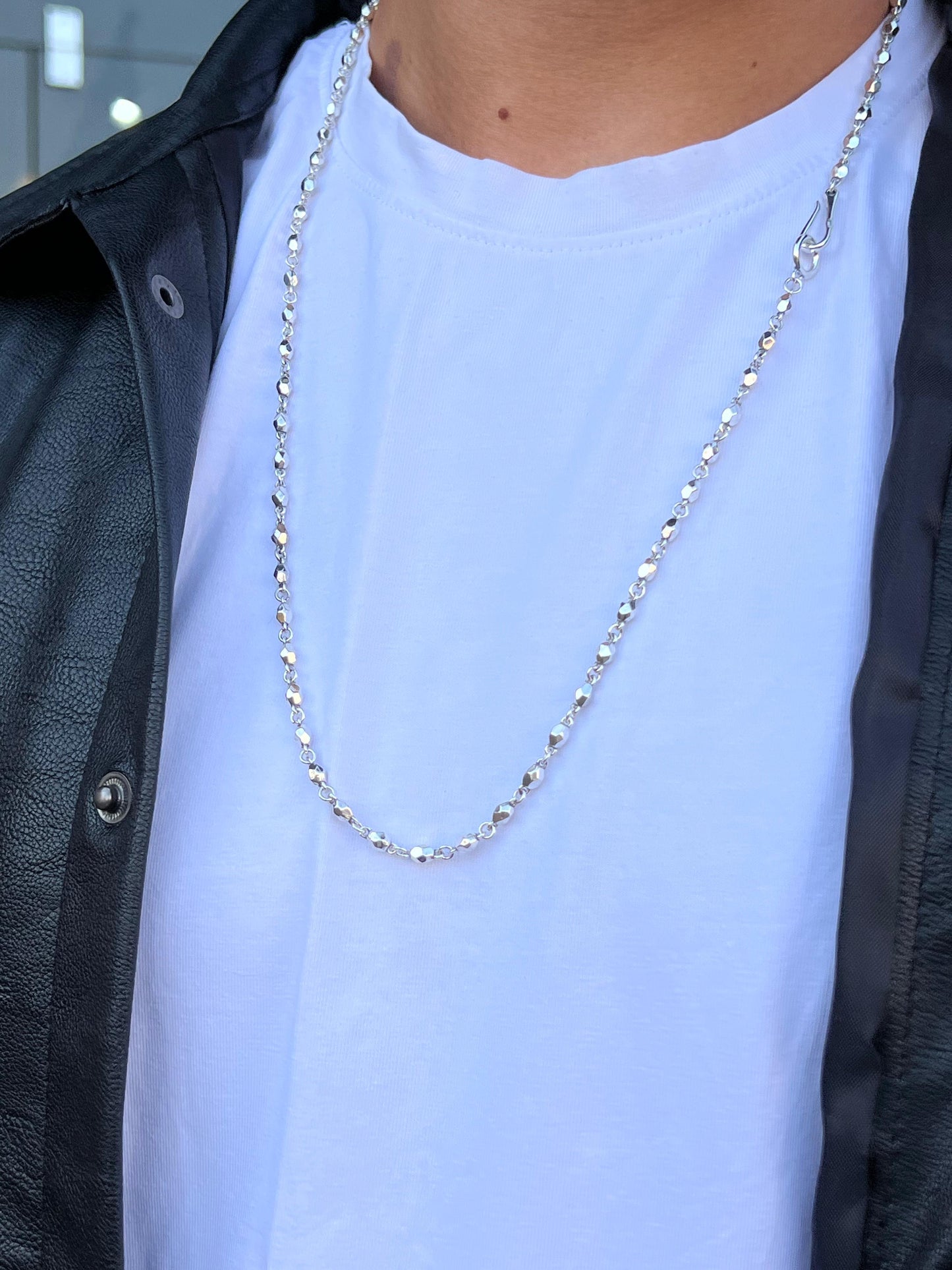 Diamond-cut bead Necklace Sterling Silver - 925-(68cm-5mm)