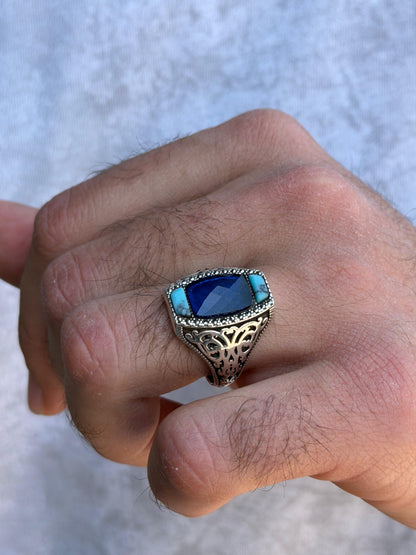Turquoise Tide Ring -for Men's Sterling Silver 925s