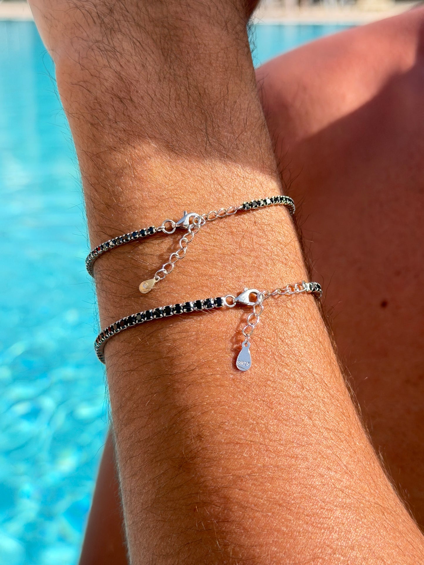 Black Tennis Bracelet Sterling Silver 925s