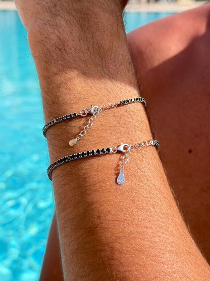 Black Tennis Bracelet Sterling Silver 925s