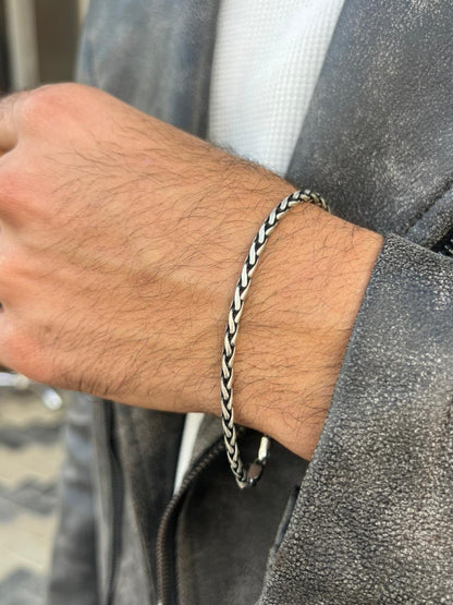 Polished Valor bracelet-for Men's Sterling Silver 925s (21cm-4mm)