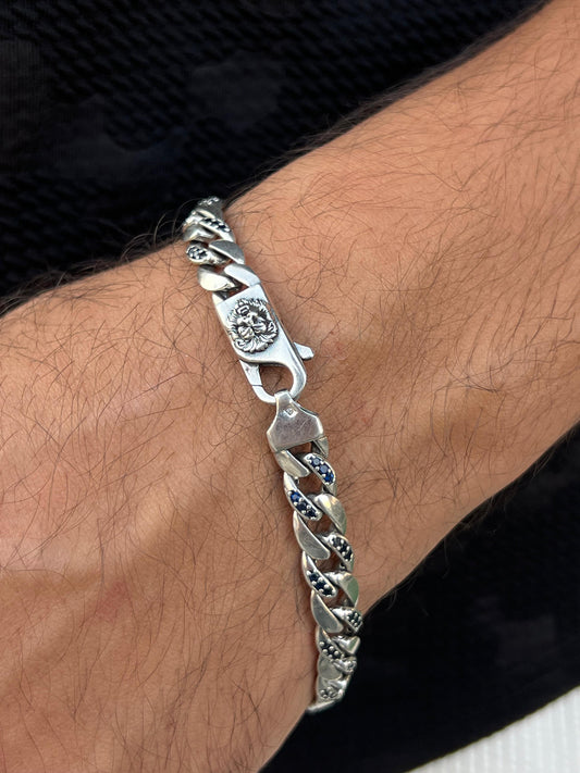 Zirconia Grommet Bracelet S925 Sterling Silver, 21.cm-9mm