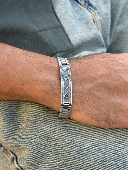 Royal Flush Bracelet for Men's Sterling Silver 925s -12mm-