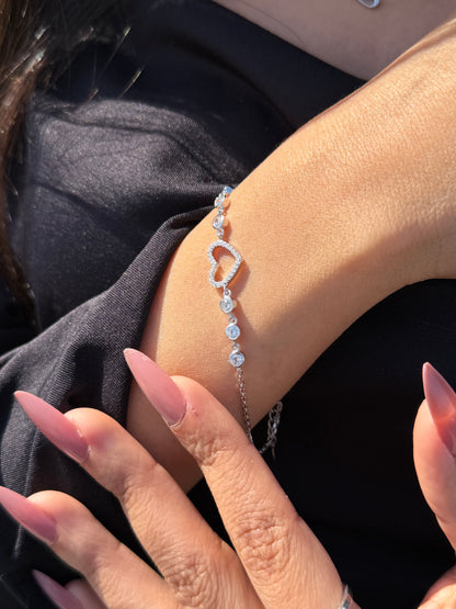 Zirconia Heart -Dots Bracelet -in Sterling Silver -925
