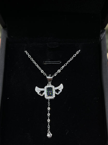 Winged Sparkle Necklace -sterling Silver-925s