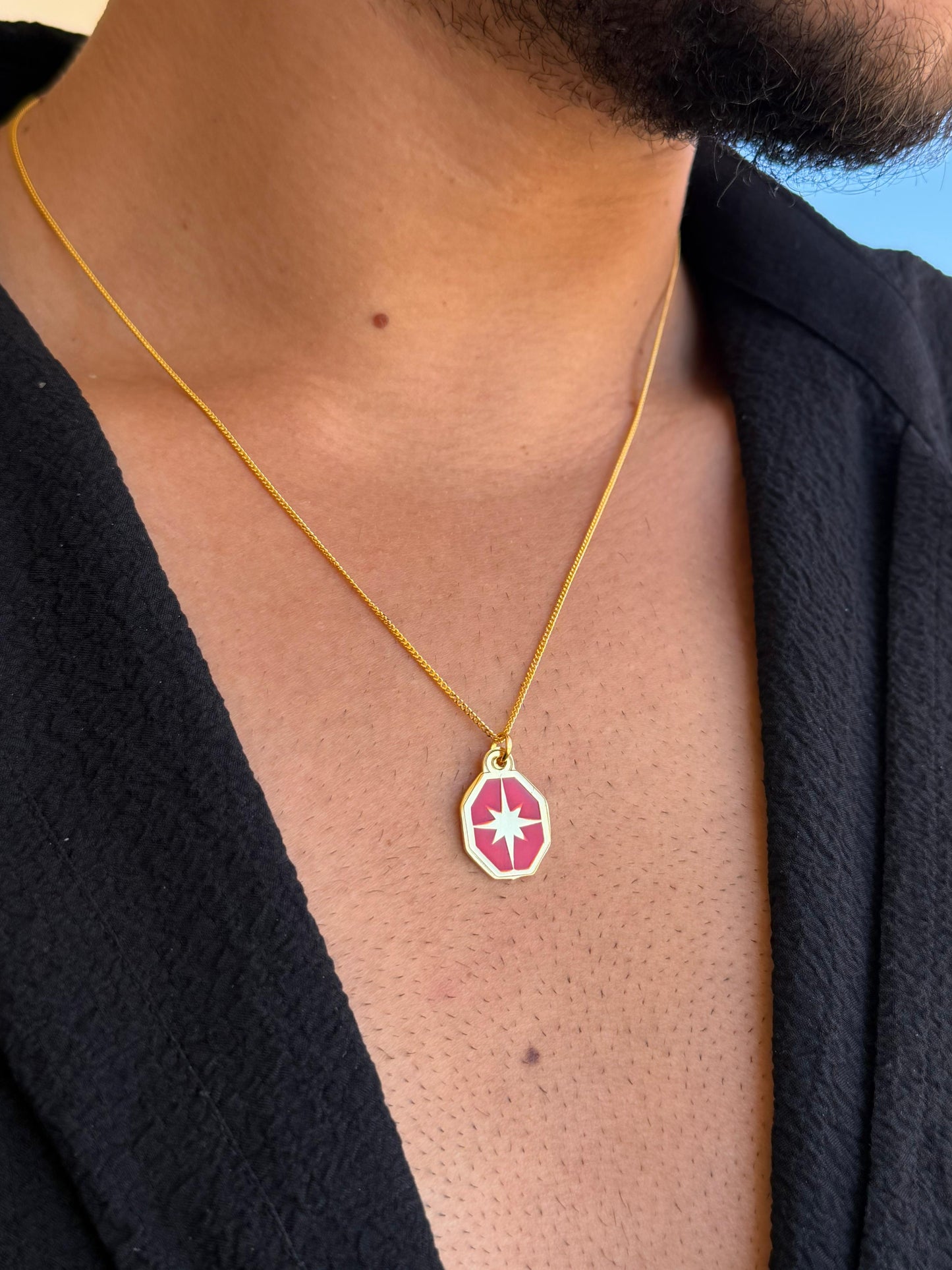 RED Northbound Necklace in Sterling Silver 925s-Fine Gold Plated