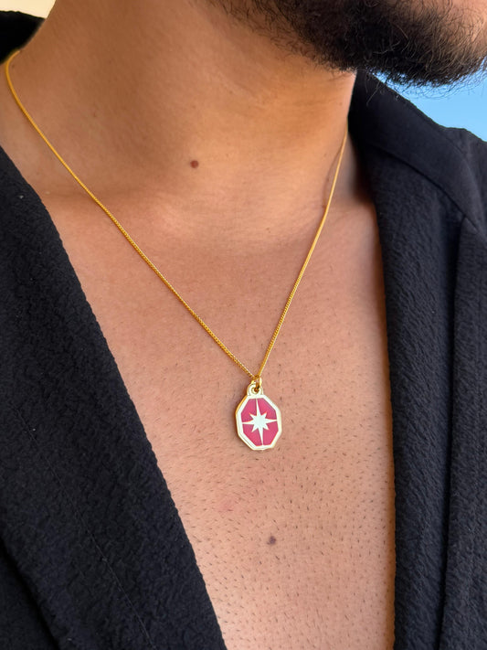 RED Northbound Necklace in Sterling Silver 925s-Fine Gold Plated