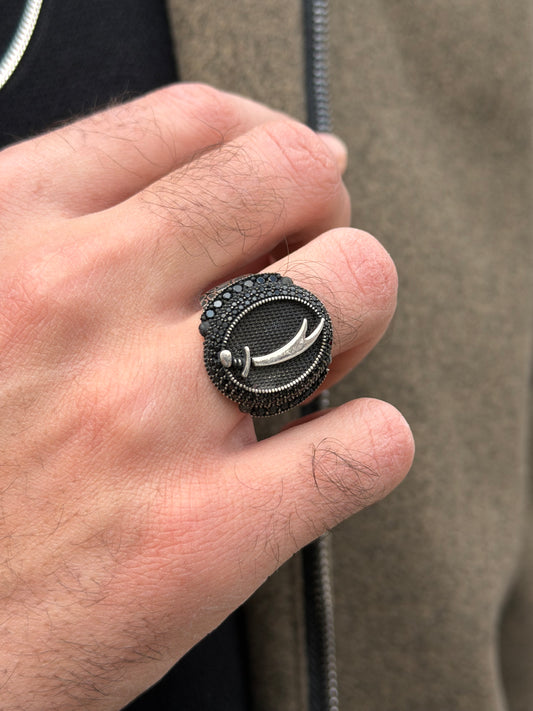 Black zirconia Zulfkar Sword Ring -Sterling Silver 925s