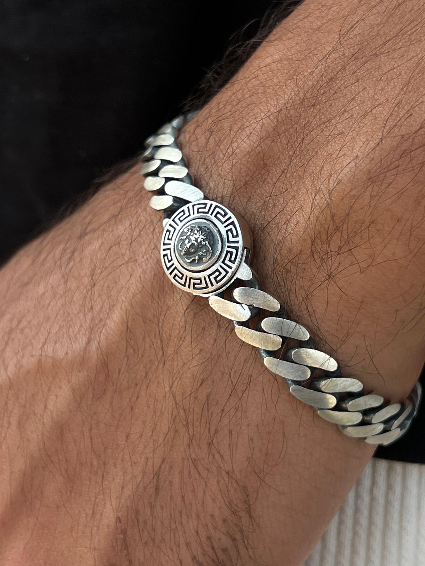 Medusa Bracelet for Men's Sterling Silver 925s-(22cm-10mm)