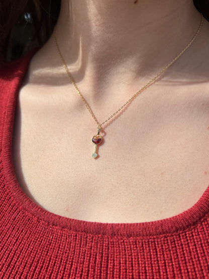 Fine Gold plated GarniKey Necklace-in Sterling Silver -925