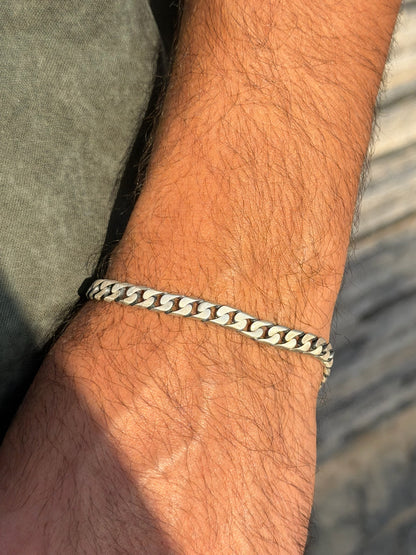 Z Grommet sleek Bracelet for Men's Sterling Silver 925s -6mm-