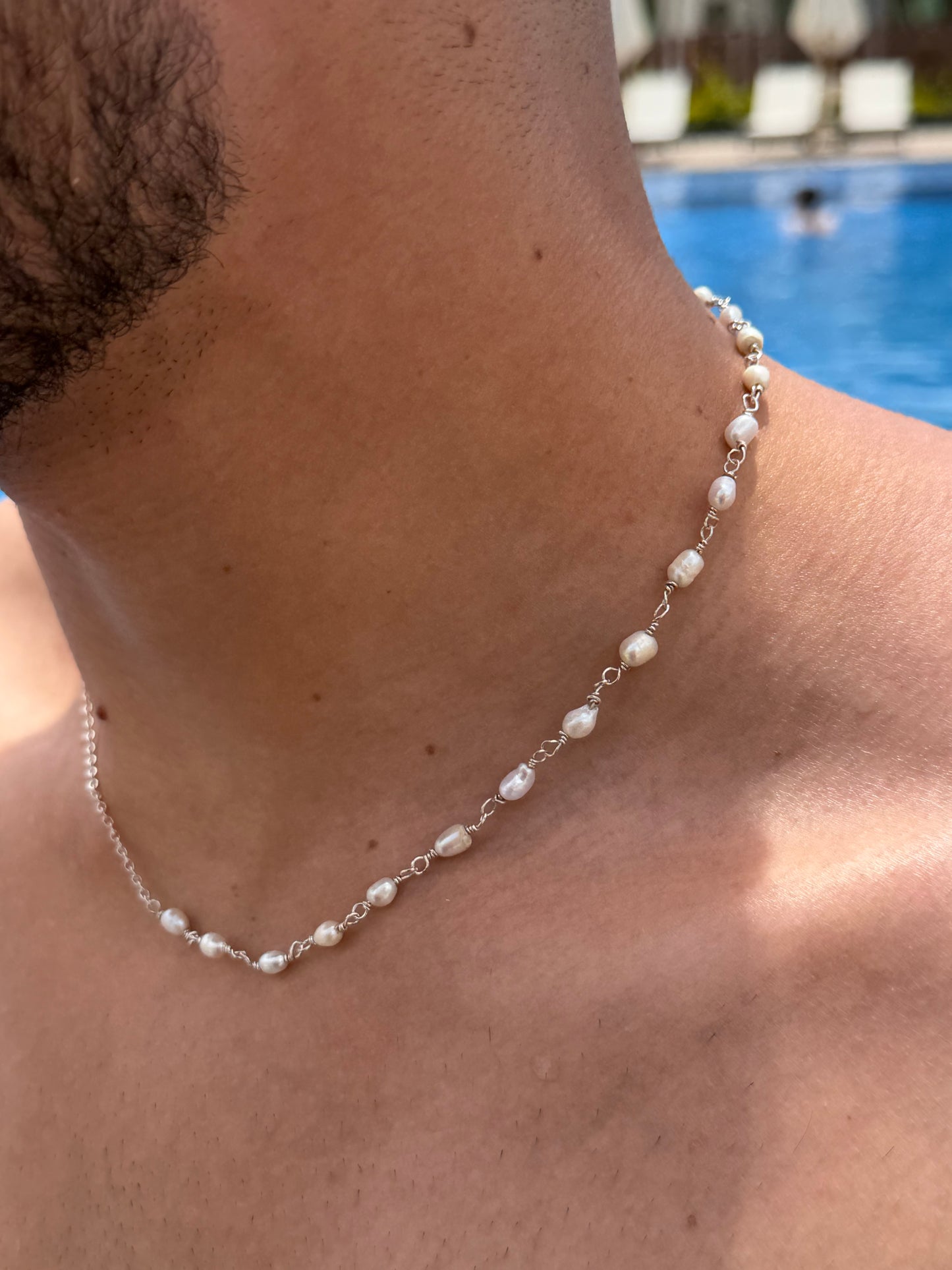 Equilibre Pearl  Necklace in Sterling Silver 925s