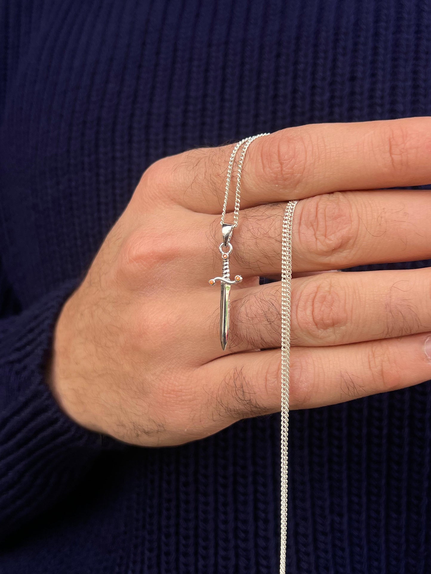 Sword- Grommet Necklace Sterling Silver 925s