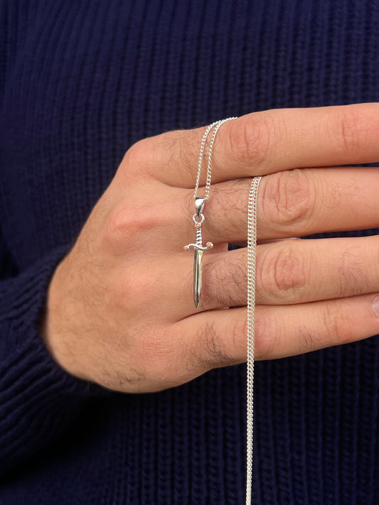 Sword- Grommet Necklace Sterling Silver 925s