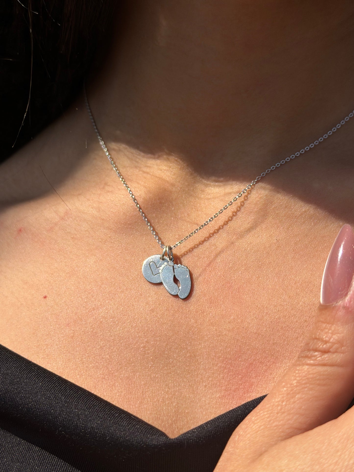 Baby Foot with Love charm Necklace 925s